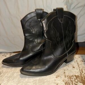 stradivarius Black Western Ankle Boots